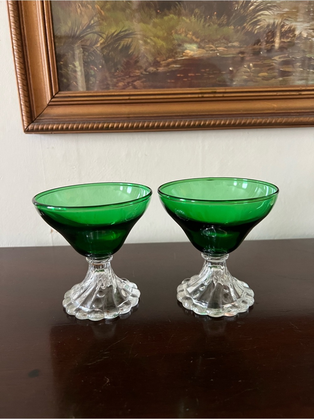Set of Two Green Glasses (1960-1970)